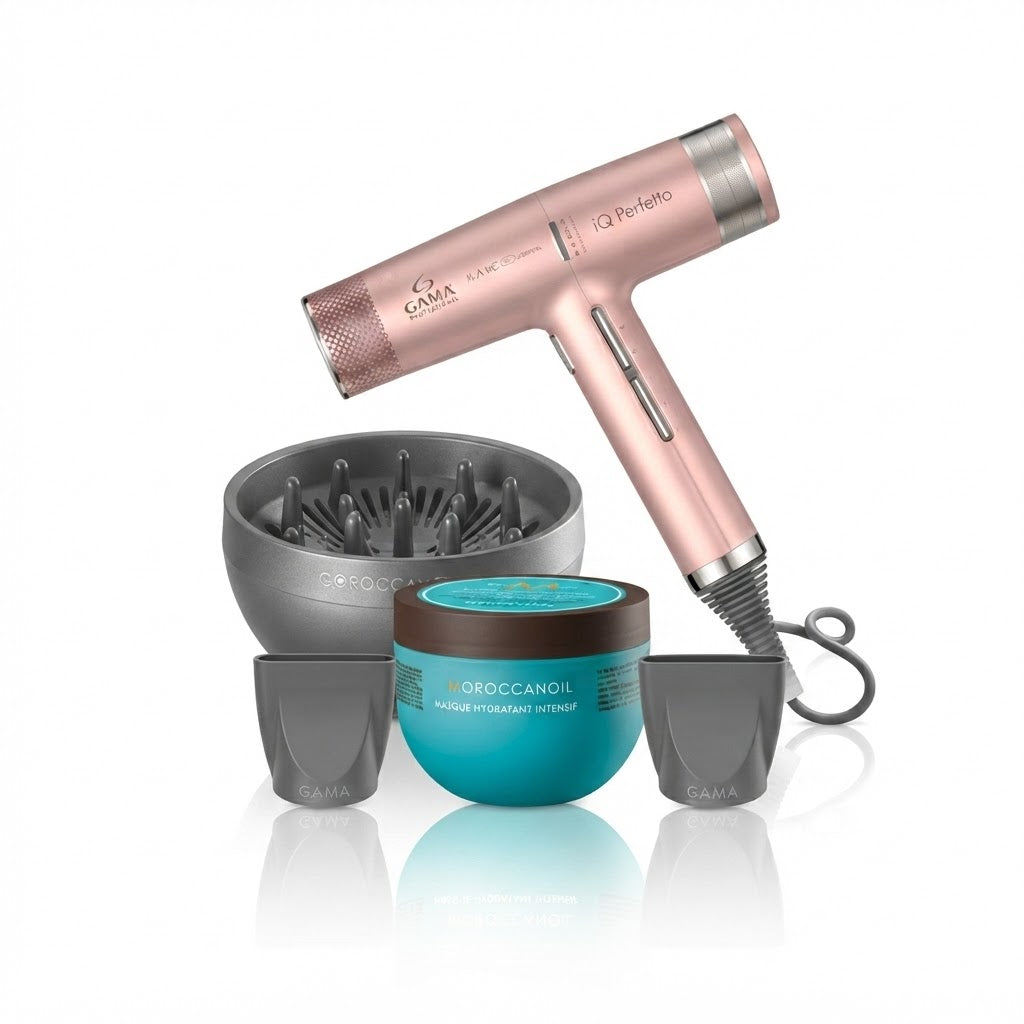 GA.MA IQ PERFETTO ROSE GOLD + MASCARILLA MOROCCANOIL GRATIS Secado profesional ultraligero con hidratación intensiva de regalo.