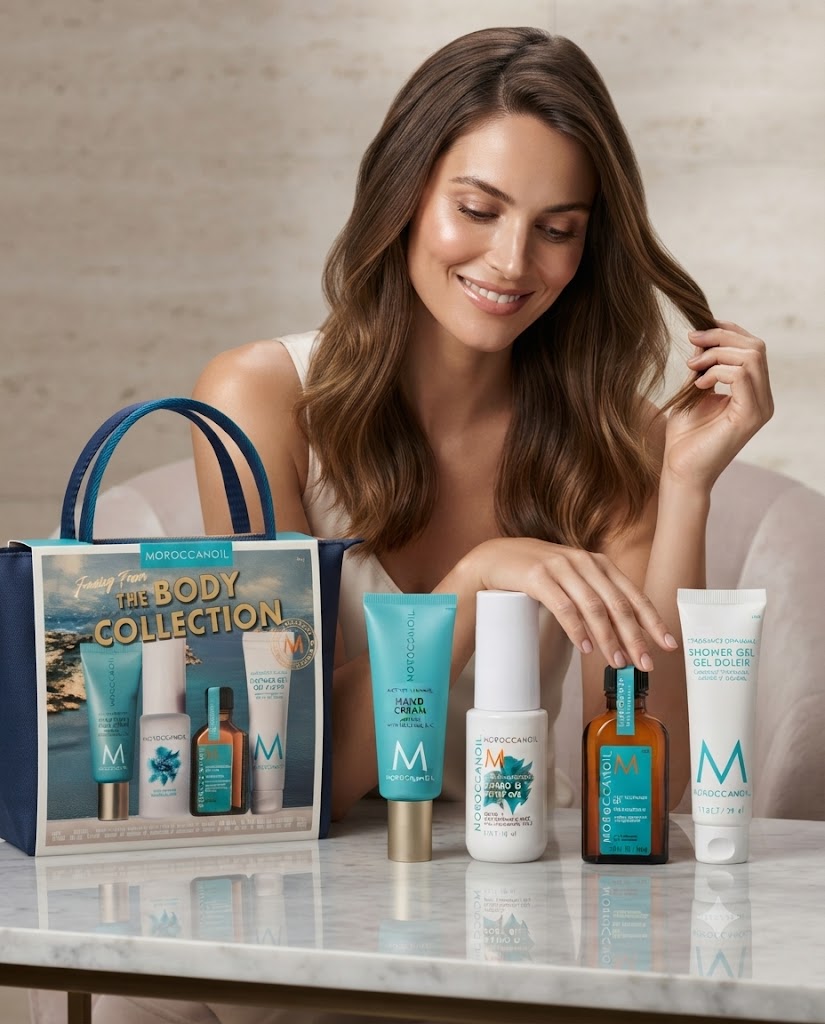 Kit Moroccanoil The Body Collection | Aceite Corporal, Crema de Manos, Gel de Ducha y Tratamiento