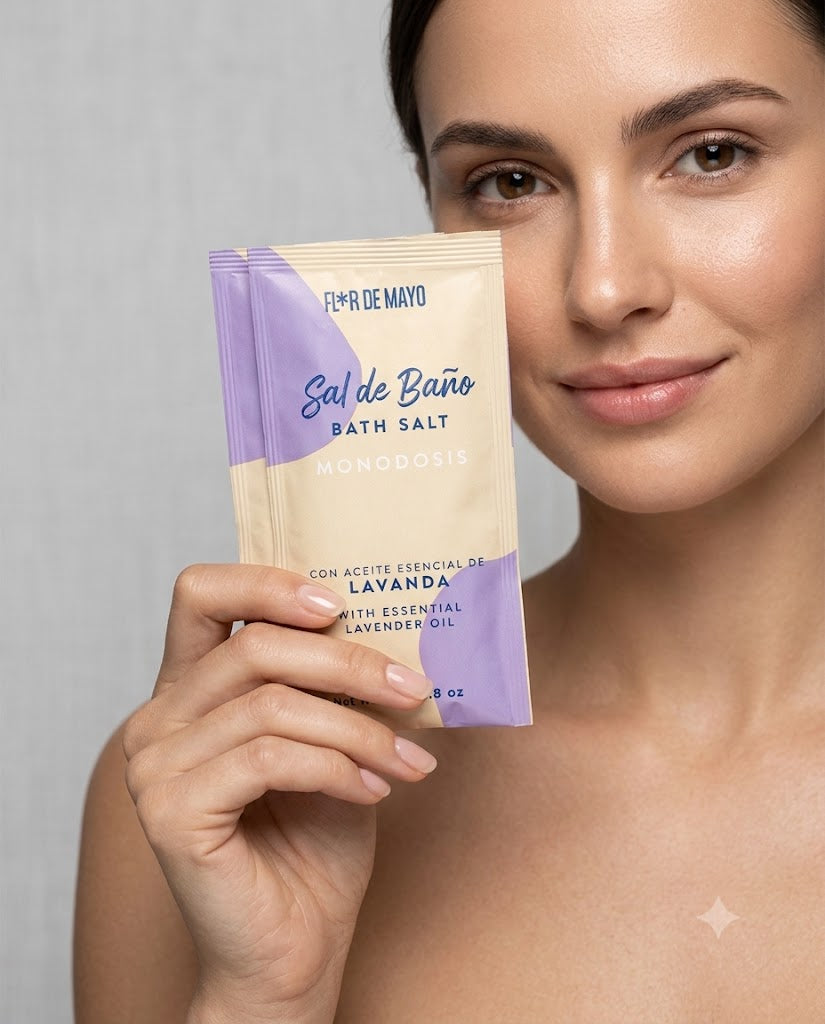 SAL DE BAÑO FLOR DE MAYO MONODOSIS. LAVANDA 80 G