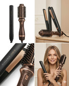 GAMA Italy Gold 3D Volumizer + Elegance Gold – Kit de Cepillo Secador y Plancha Profesional