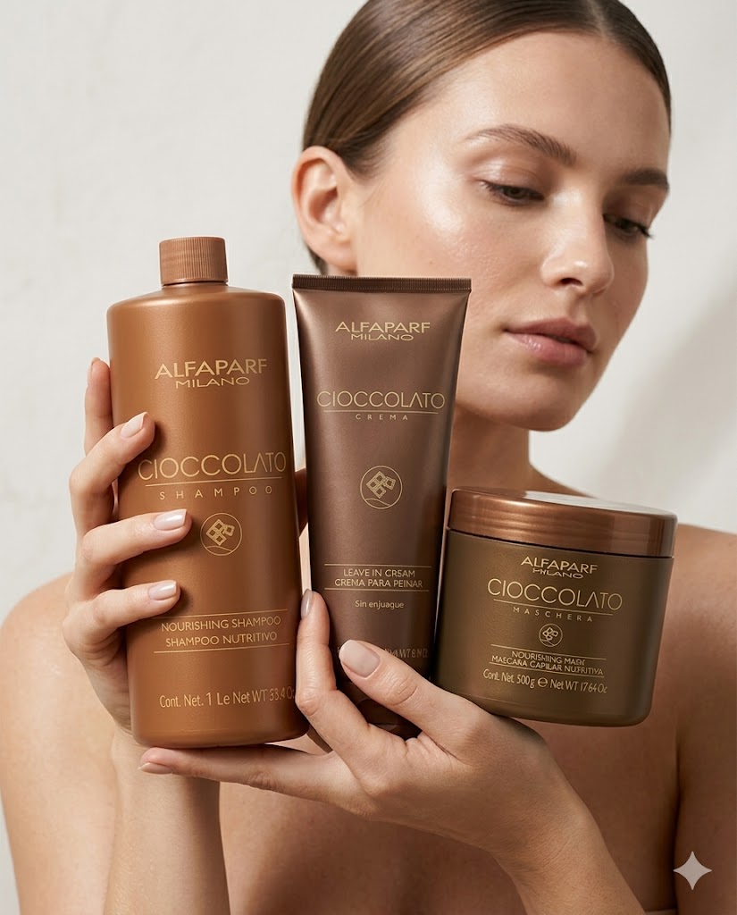 ALFAPARF MILANO CIOCCOLATO RITUAL NUTRITIVO INTENSIVO (SHAMPOO 1 L + MASCARILLA 500 G + CREMA PARA PEINAR 250 ML)