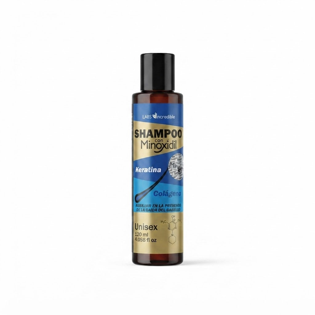 Shampoo con Minoxidil Labs Incredible Keratina y Colágeno Anticaída Unisex 120 ml