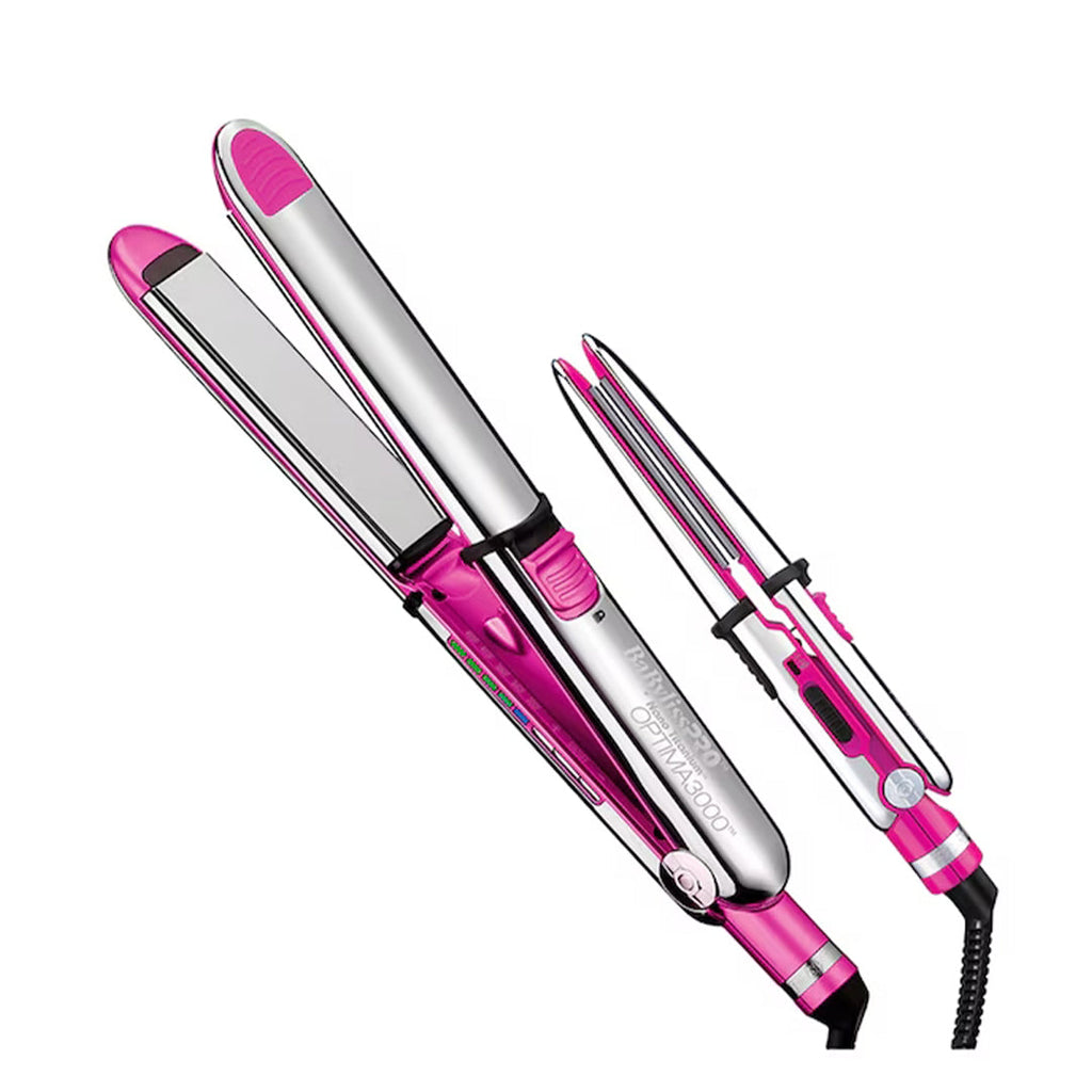 Set planchas para cabello BaByliss Optima 3000 y Mini 2000 color rosa con placas cerámicas profesionales