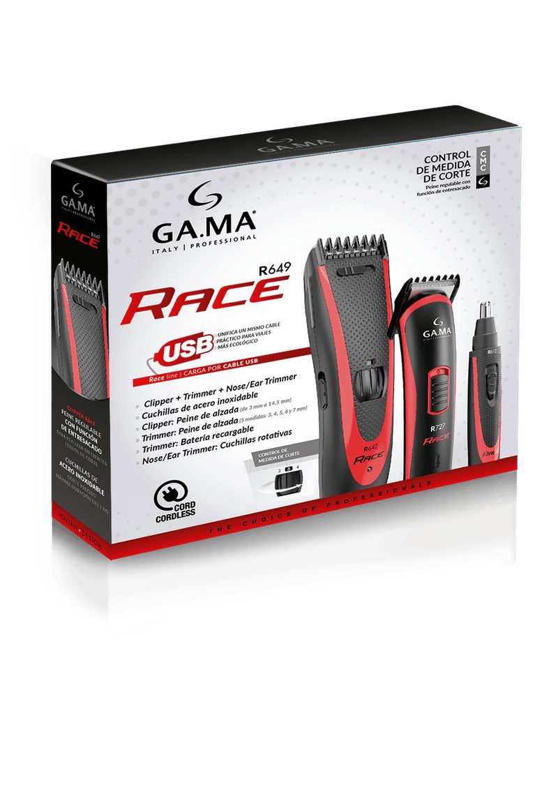 Rasuradora GAMA Race Recargable Inalámbrica Profesional Barber