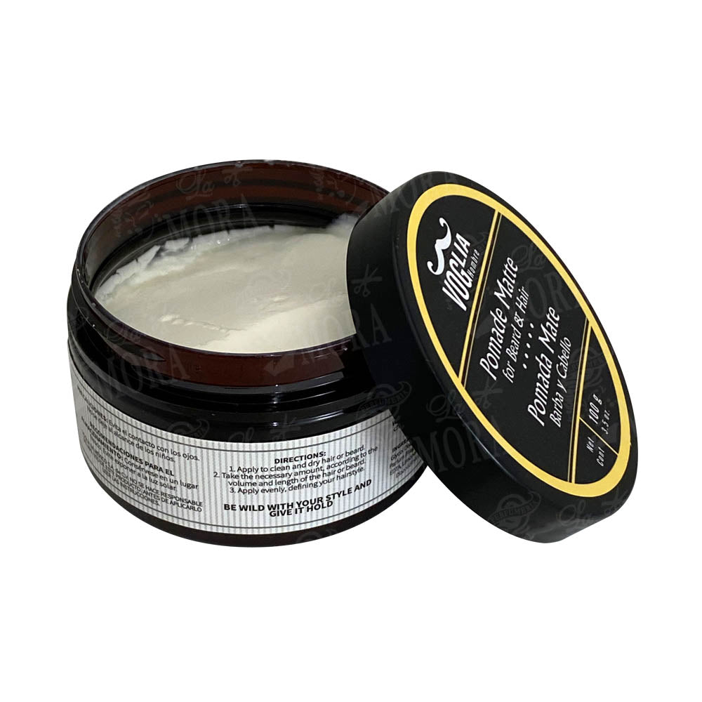 Pomada mate Voglia para barba y cabello 60g con fijación fuerte y acabado natural sin brillo para barbería profesional