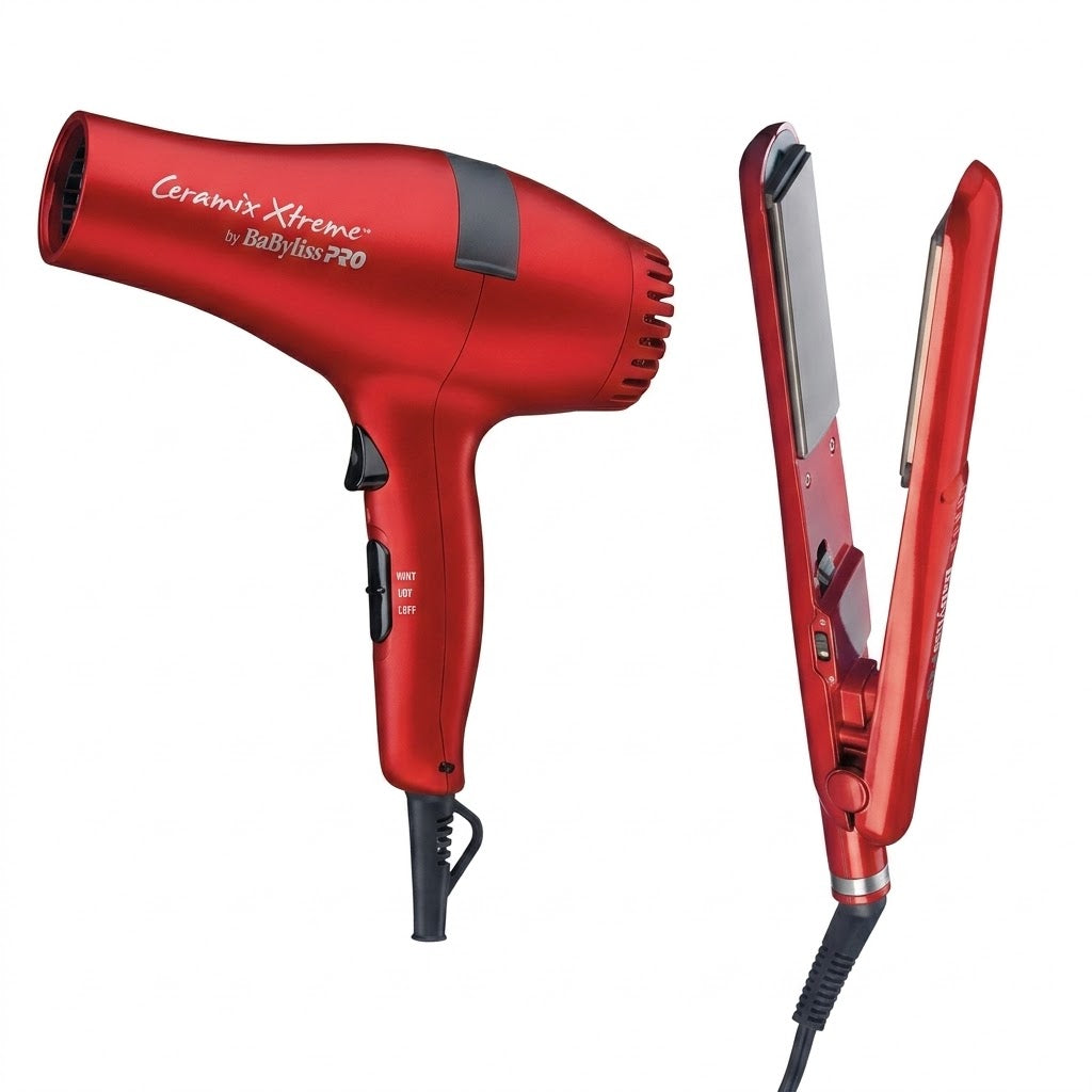 Combo BaByliss Plancha Titanium Roja + Secadora Cerámix Estilísimo