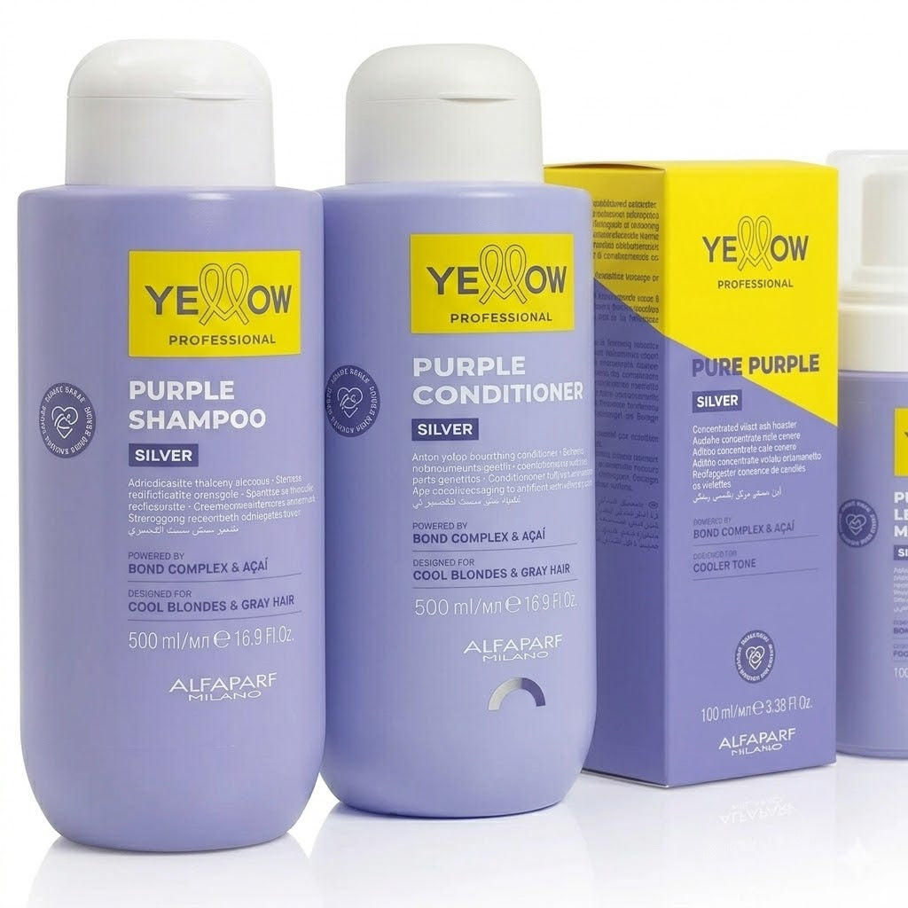 Kit Yellow Silver Ritual – Shampoo 500ml + Acondicionador 500ml + Pure Purple 100ml + Mousse 160ml