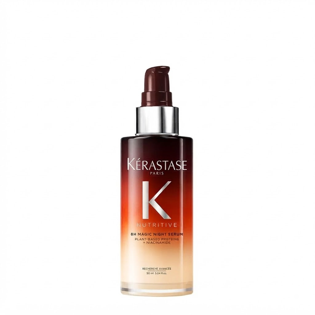 KÉRASTASE NUTRITIVE 8H MAGIC NIGHT SERUM 90ML Nutre tu cabello mientras duermes y despierta con una melena suave, brillante y renovada.
