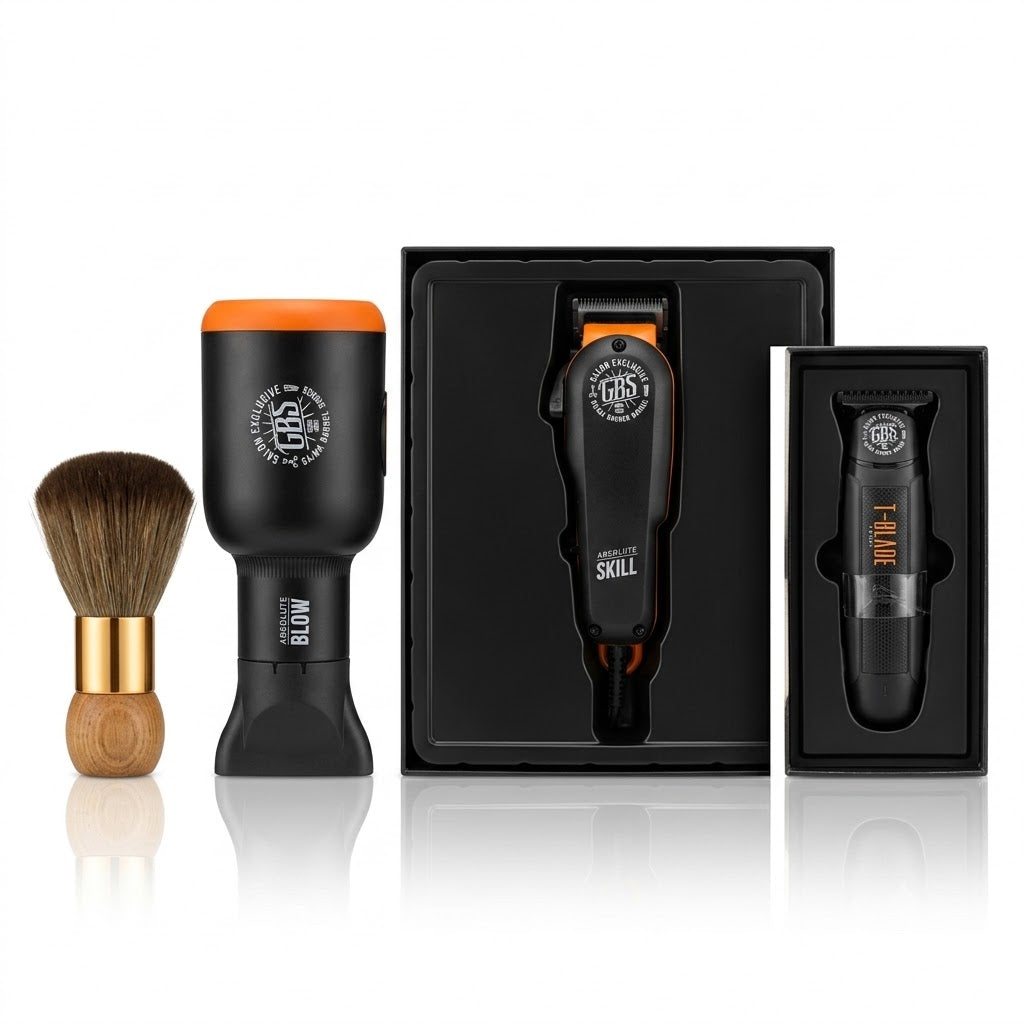 Kit de Barbería GBS Absolute Skill & T-Blade – Máquina de Corte, Trimmer y Accesorios Premium