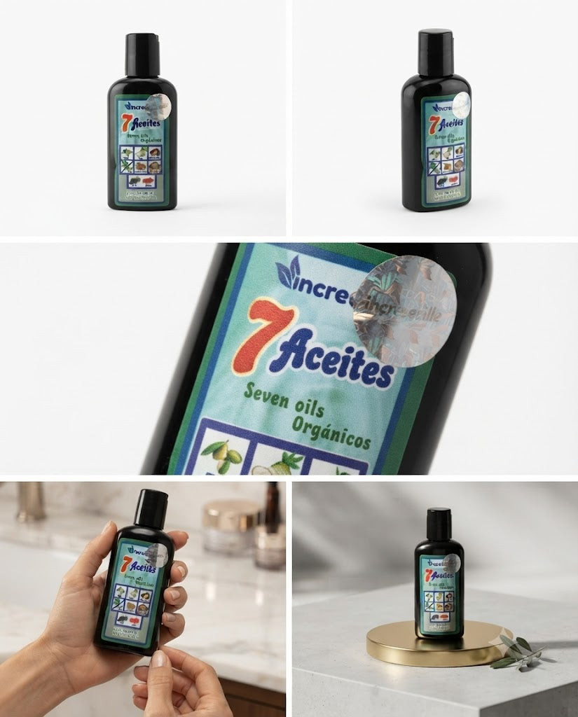 Aceite 7 Aceites Orgánicos Incredible Products Seven Oils 60 ml para Cabello y Barba