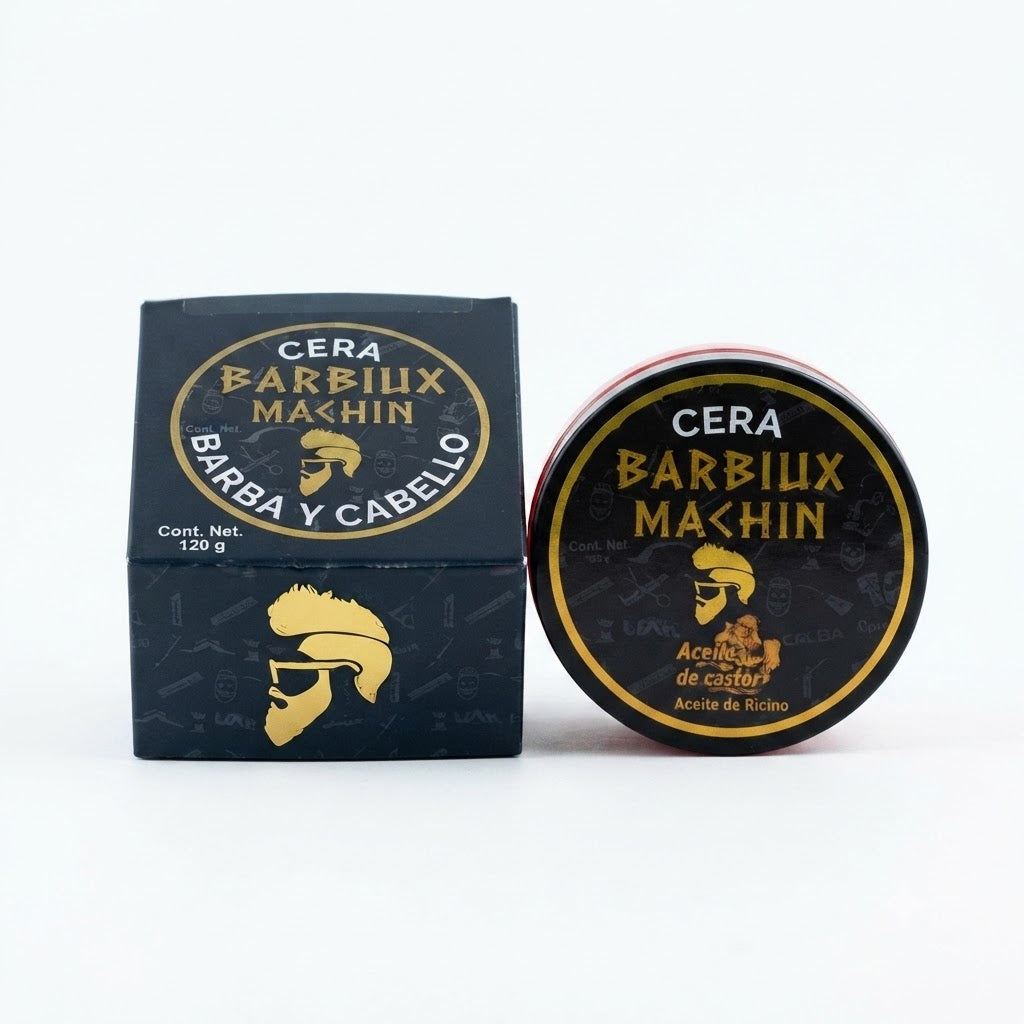 Cera para Cabello y Barba Barbiux con Aceite de Ricino Fijación Fuerte 120 g