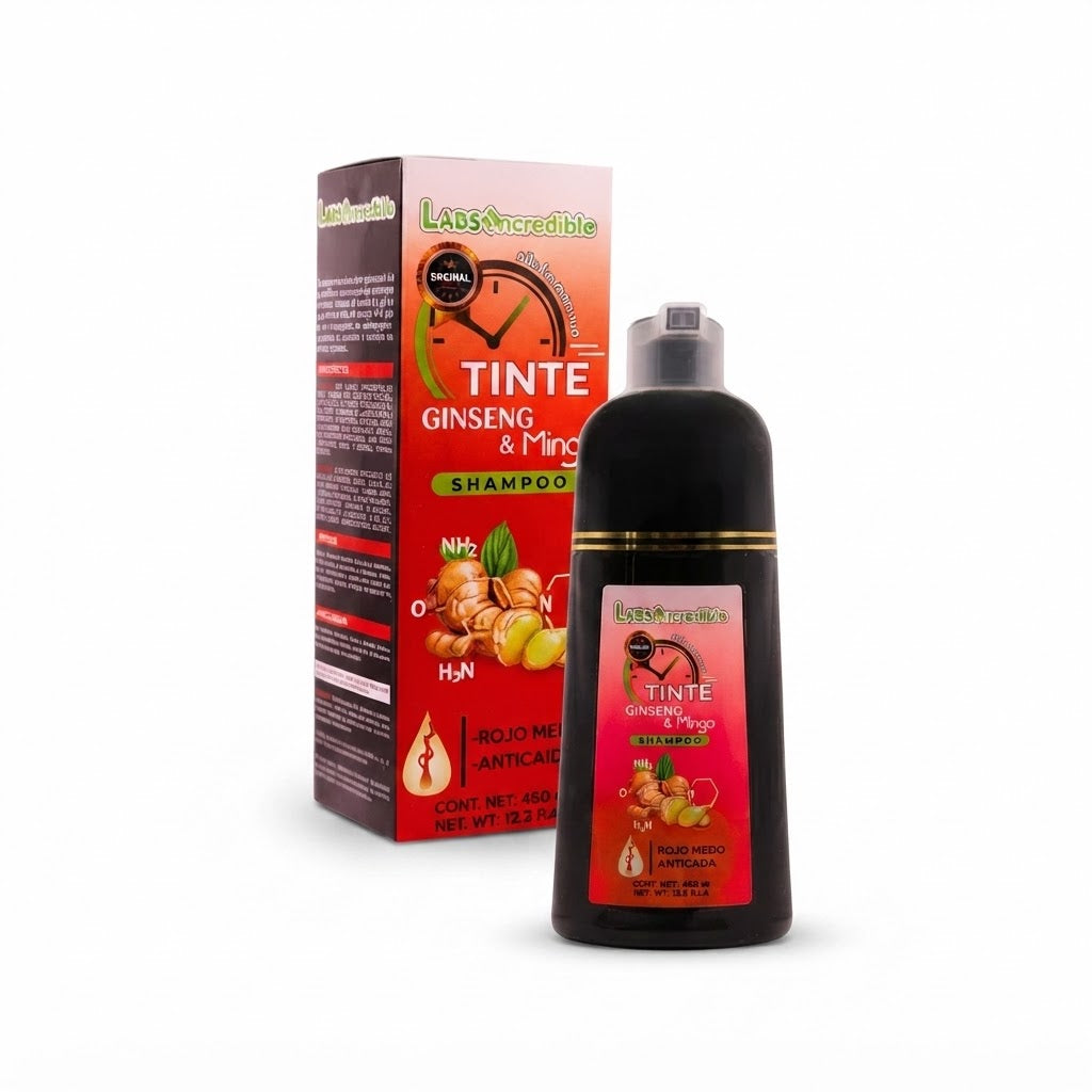 Shampoo Matizante Rojo Medio Labs Incredible Ginseng &amp; Mingi Cubre Canas 450 ml