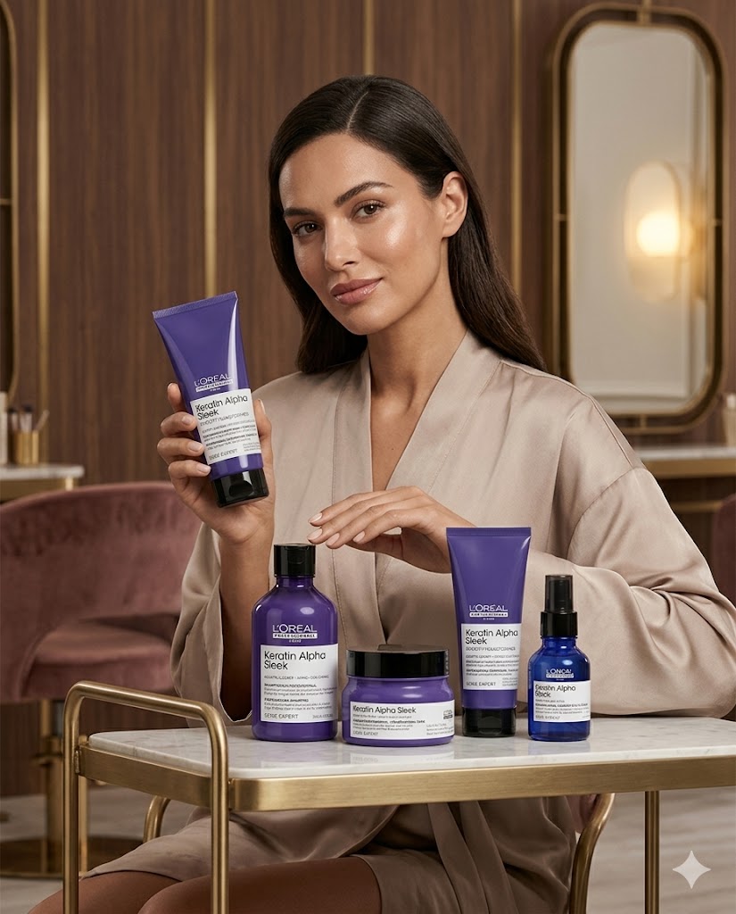 L'Oréal Professionnel Keratin Alpha Sleek Complete Routine – Control de Frizz y Alisado Duradero