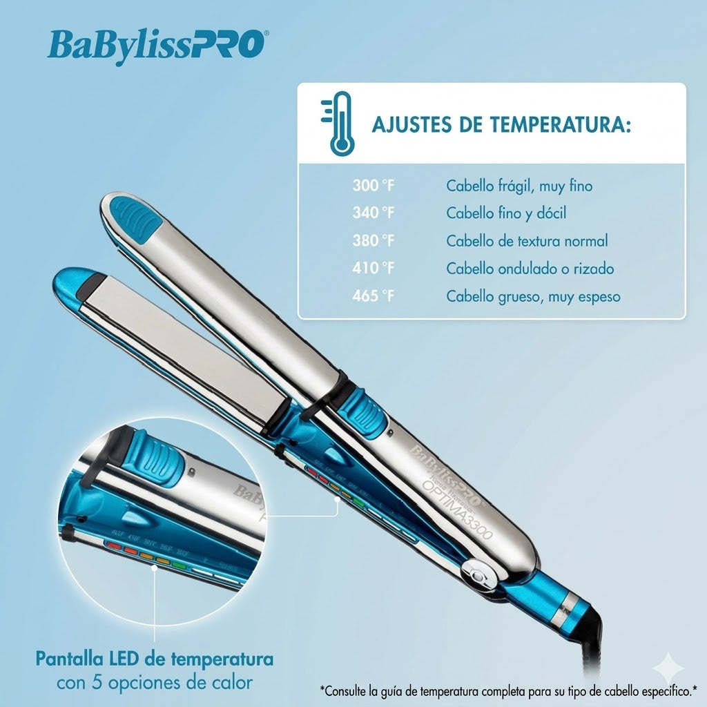 Plancha Alaciadora BaByliss Optima 3300 Nano Titanium 1½" Profesional