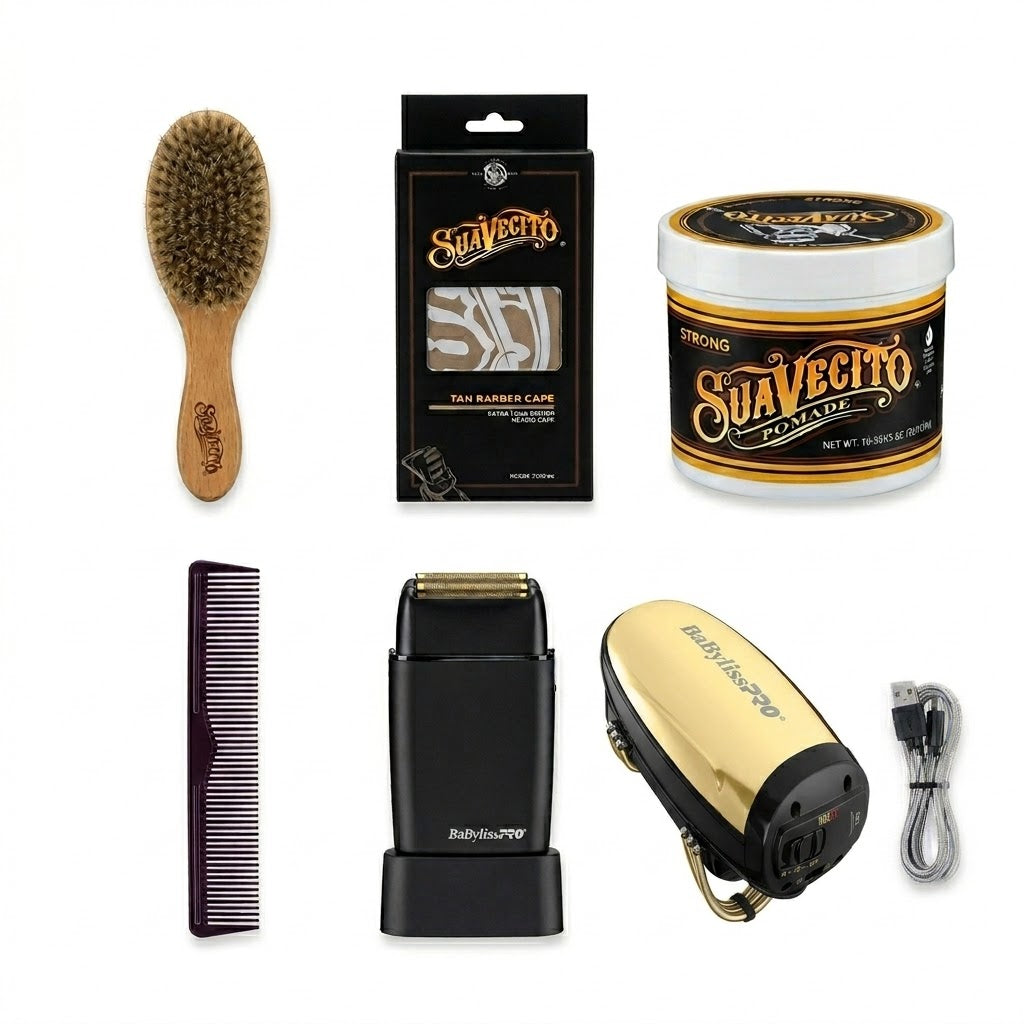 Kit BabylissPRO Barber Essentials + Suavecito – Afeitado, Estilo y Acabado Profesional