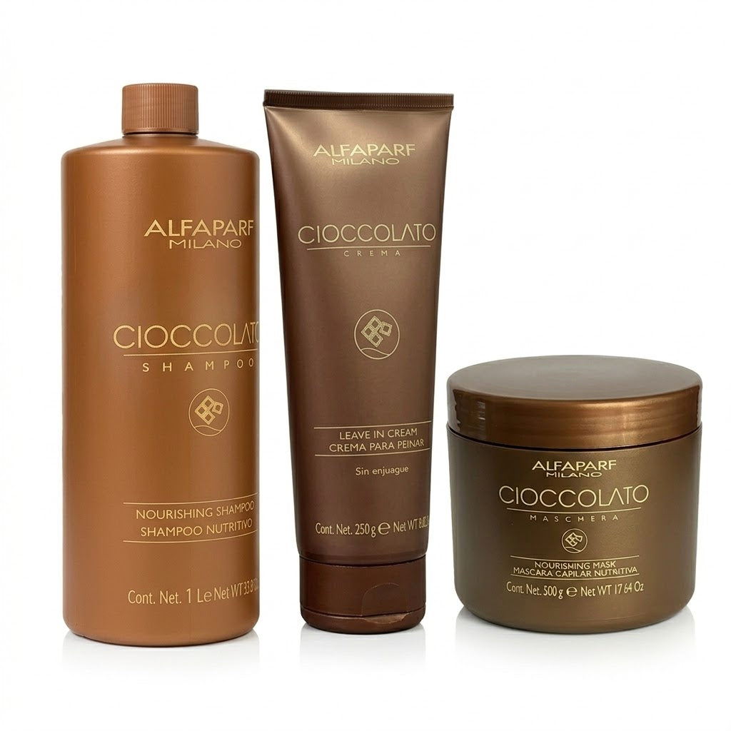 ALFAPARF MILANO CIOCCOLATO RITUAL NUTRITIVO INTENSIVO (SHAMPOO 1 L + MASCARILLA 500 G + CREMA PARA PEINAR 250 ML)