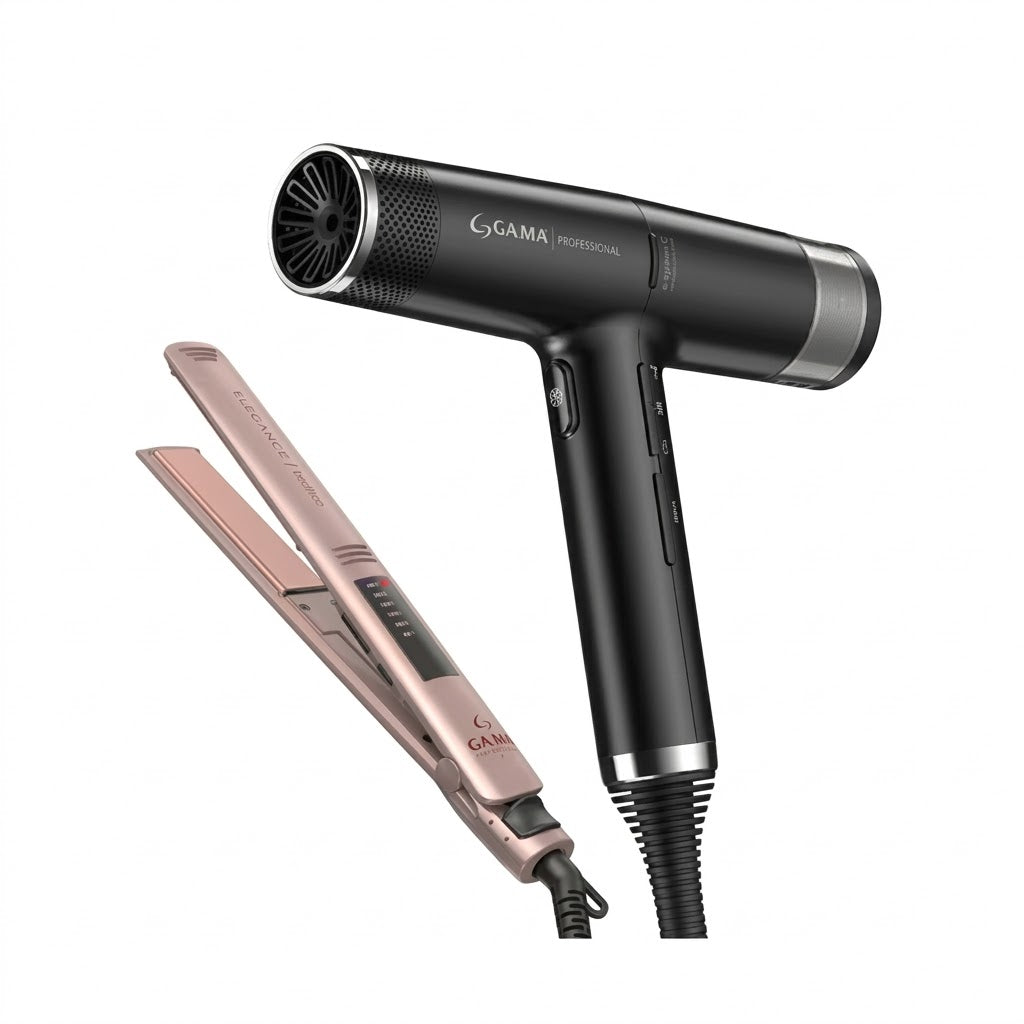 GAMA Italy Kit Brillo 3D Therapy – Secadora Profesional + Plancha Cerámica Ion
