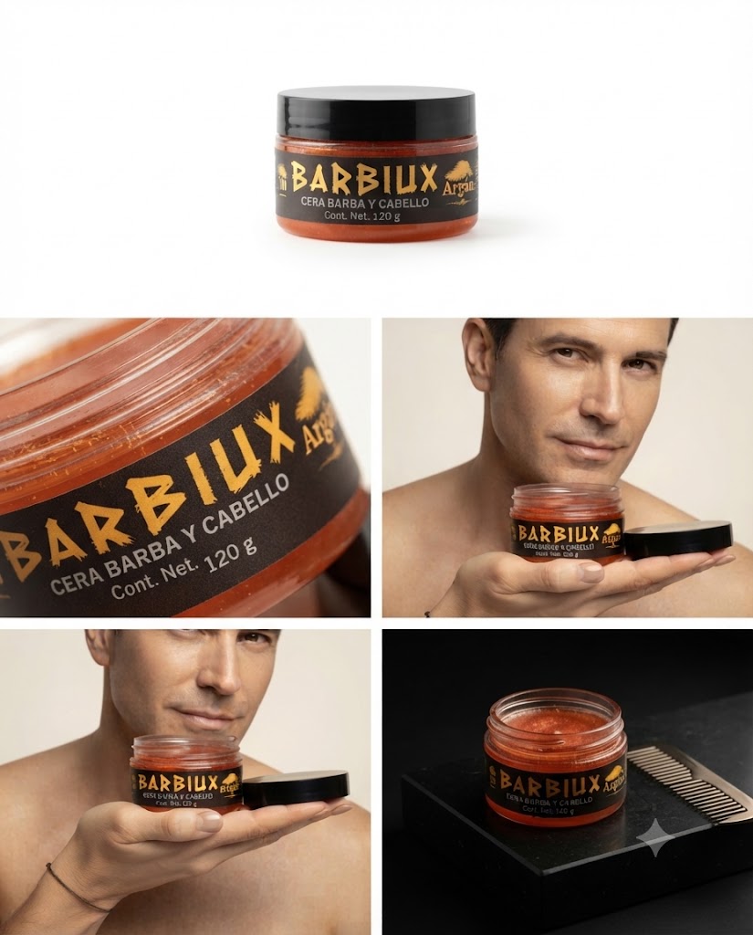 Cera para Cabello y Barba Barbiux con Aceite de Argán Fijación Fuerte 120 g