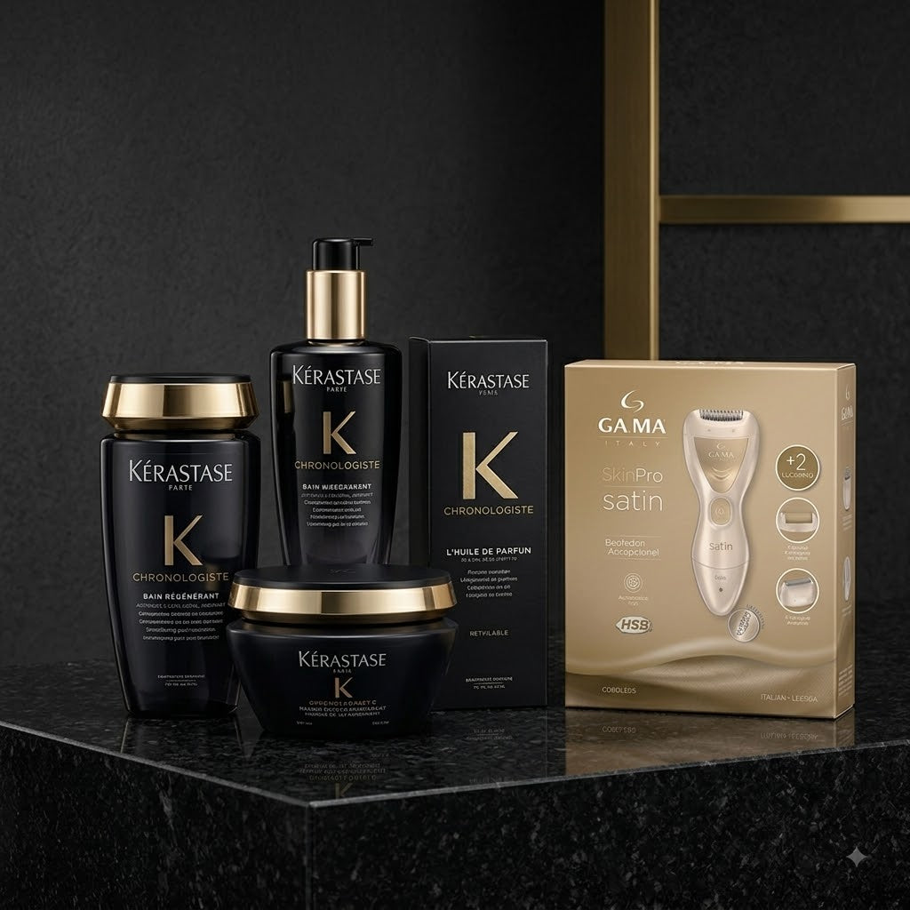 KIT KÉRASTASE CHRONOLOGISTE + DEPILADORA GA.MA SKINPRO SATIN GRATIS Lujo capilar completo con un regalo especial para tu rutina de belleza.