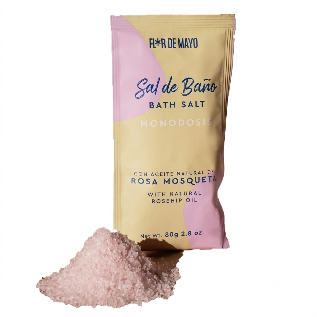 SAL DE BAÑO FLOR DE MAYO MONODOSIS. ROSA MOSQUETA 80 G
