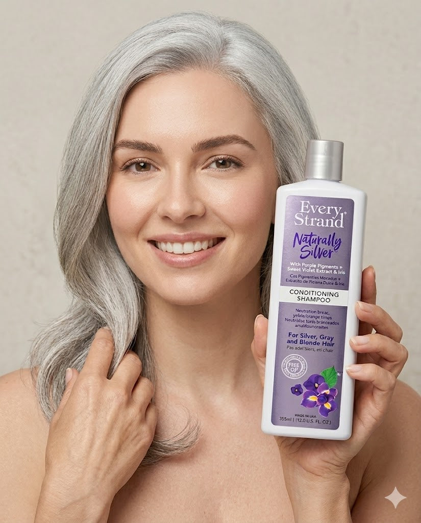 Shampoo Every Strand Naturally Silver 399 ml – Matizador Violeta Cabello Rubio y Canas
