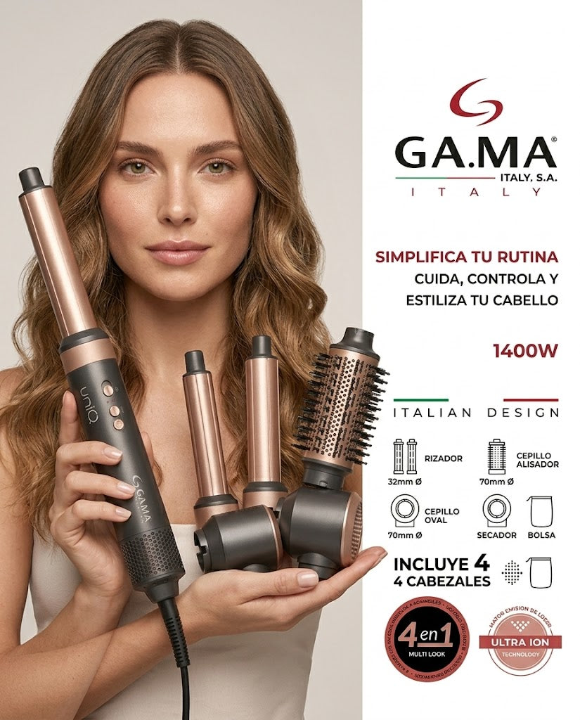 GAMA Italy Uniq Flow 4 en 1 1400W – Cepillo de Aire Multifuncional