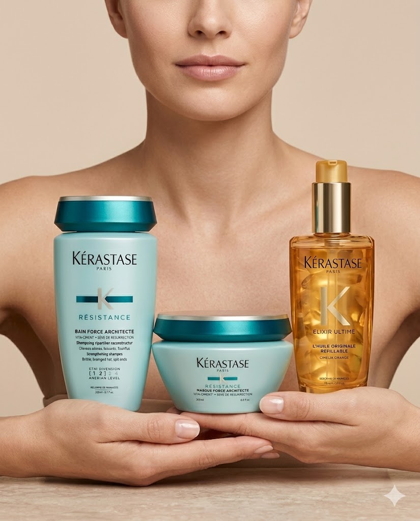 KÉRASTASE RÉSISTANCE BAIN FORCE ARCHITECTE 250 ML + MASQUE FORCE ARCHITECTE 200 ML + ELIXIR ULTIME 75 ML