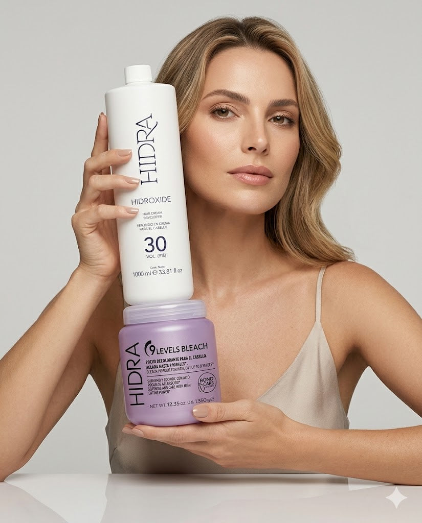 Hidra Bleach 350g 9 Levels + Perox 30 Vol 1 Litro