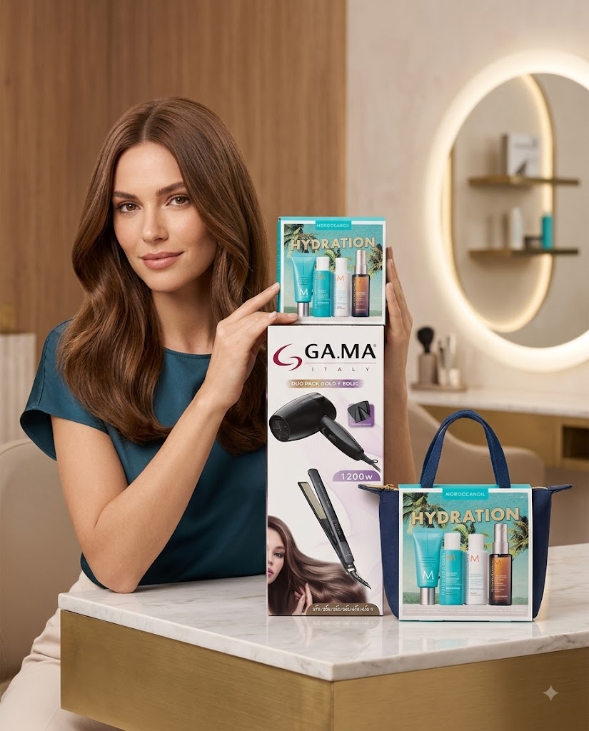 GA.MA DUO PACK GOLD + KIT MOROCCANOIL HYDRATION A SÚPER PRECIO Herramientas de styling y cuidado profesional en un combo que vale muchísimo la pena.