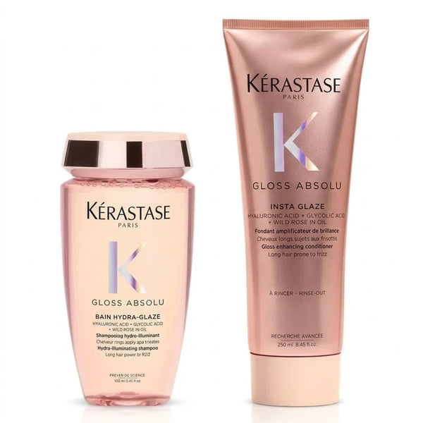 Dúo Kérastase Gloss Absolu – Shampoo + Acondicionador Brillo Espejo (Bain Hydra-Glaze + Insta Glaze)