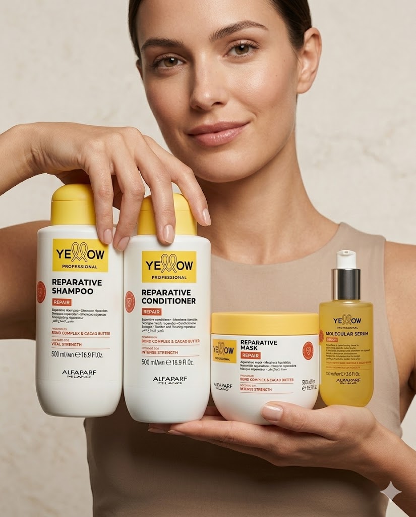 Kit Yellow Repair Ritual – Shampoo 500ml + Acondicionador 500ml + Mascarilla 500ml + Sérum 150ml