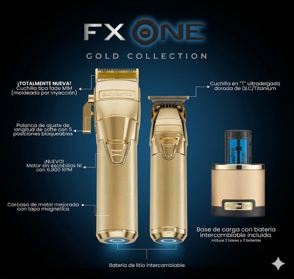 Set BaBylissPRO GoldFX FXone Barberology Edición Premium Clipper + Trimmer