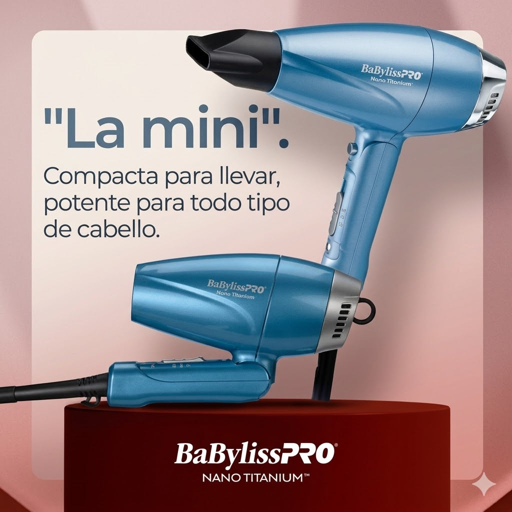 Secadora Profesional BaBylissPRO Nano Titanium Compacta Plegable Viaje BNT910ES