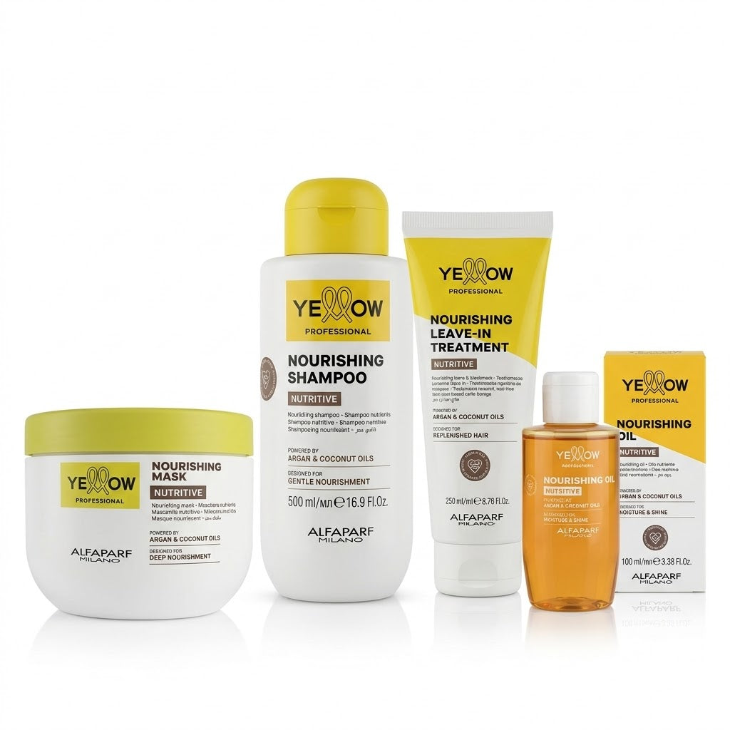 Kit Yellow Nutritive Ritual – Shampoo 500ml + Mascarilla 500ml + Leave-in 200ml + Aceite 120ml