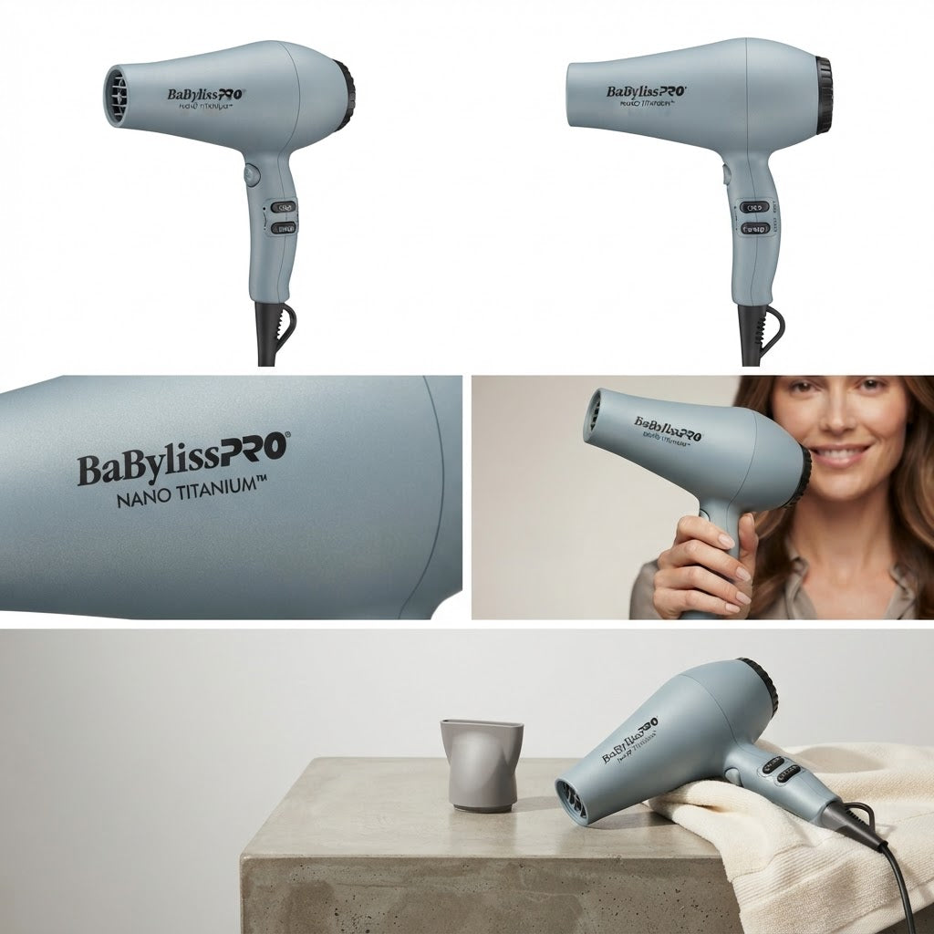 BABYLISS PRO NANO TITANIUM SECADORA PROFESIONAL Potencia y rendimiento para un secado rápido con acabado de salón.