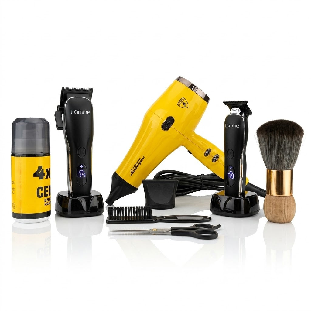 Kit Profesional de Barbería Lúmine & Lamborghini – Corte, Perfilado y Estilo Completo