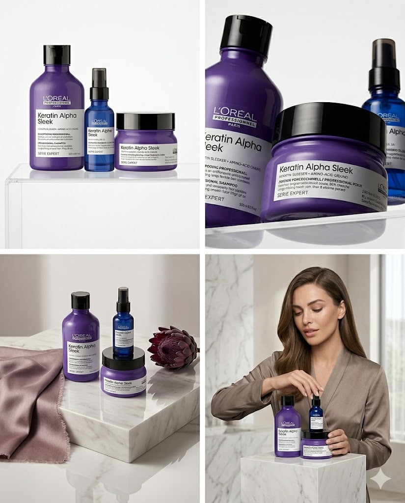 L'Oréal Professionnel Keratin Alpha Sleek Routine – Control de Frizz y Suavidad Prolongada