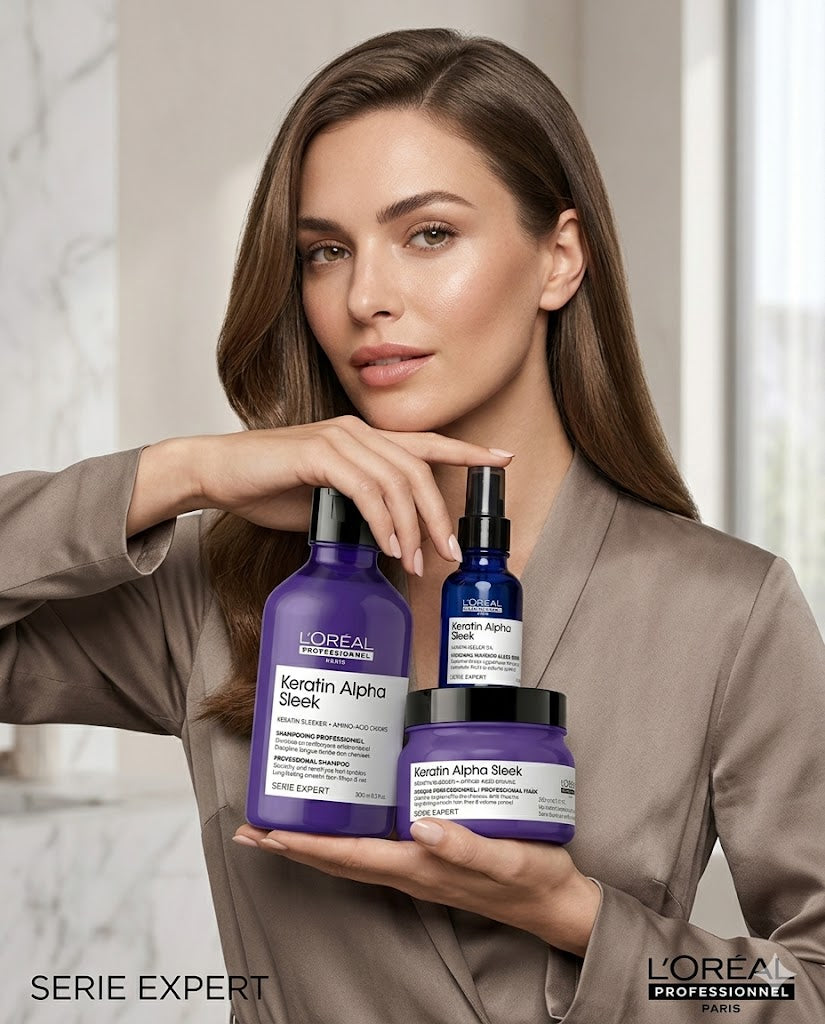 L'Oréal Professionnel Keratin Alpha Sleek Routine – Control de Frizz y Suavidad Prolongada