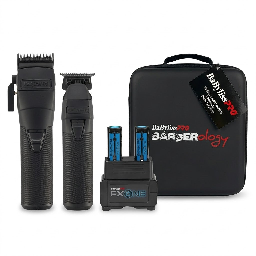 Set BaBylissPRO BlackFX FXone Barberology Edición Premium Clipper + Trimmer+ Estuche Barberology de Regalo