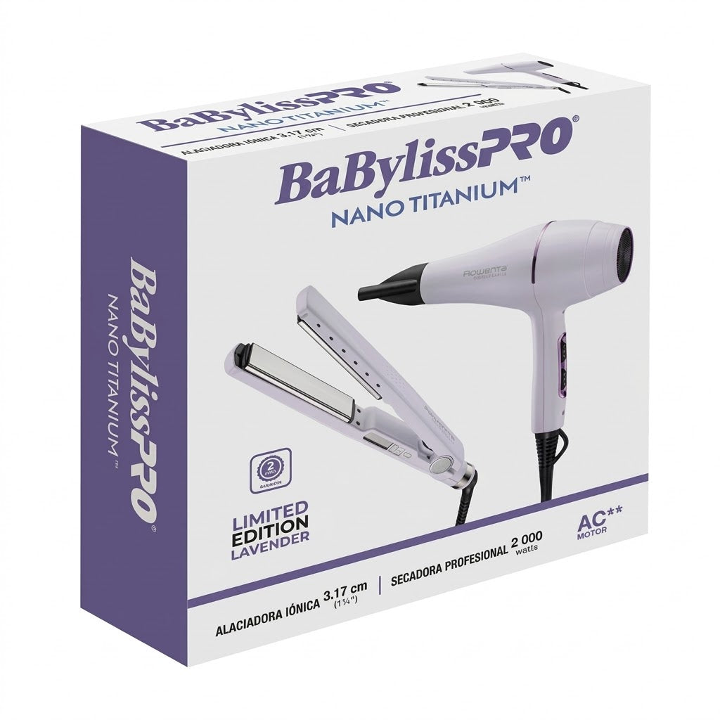 COMBO BaBylissPRO BNTLPP60TES LILA PLANCHA + SECADORA