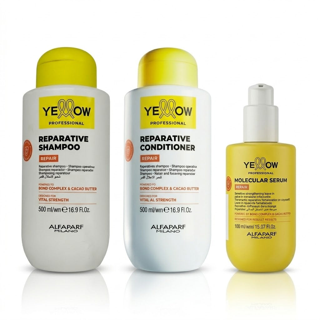 Kit Yellow Repair Esencial – Shampoo 500ml + Acondicionador 500ml + Sérum 150ml