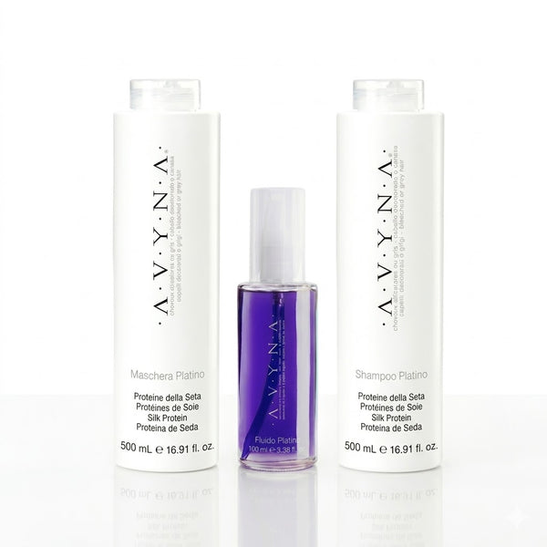 Kit Avyna Platino – Shampoo 500ml + Maschera 500ml + Ricostruttore 250ml
