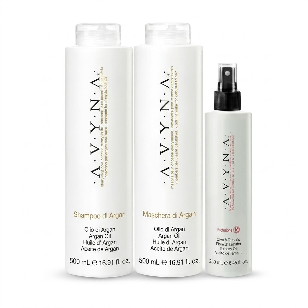 AVYNA SHAMPOO DE ARGÁN 500 ML + MASCARILLA DE ARGÁN 500 ML + POZIONE 10 250 ML