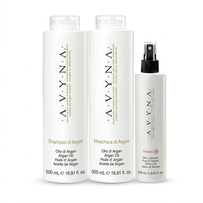 AVYNA SHAMPOO DE ARGÁN 500 ML + MASCARILLA DE ARGÁN 500 ML + POZIONE 10 250 ML