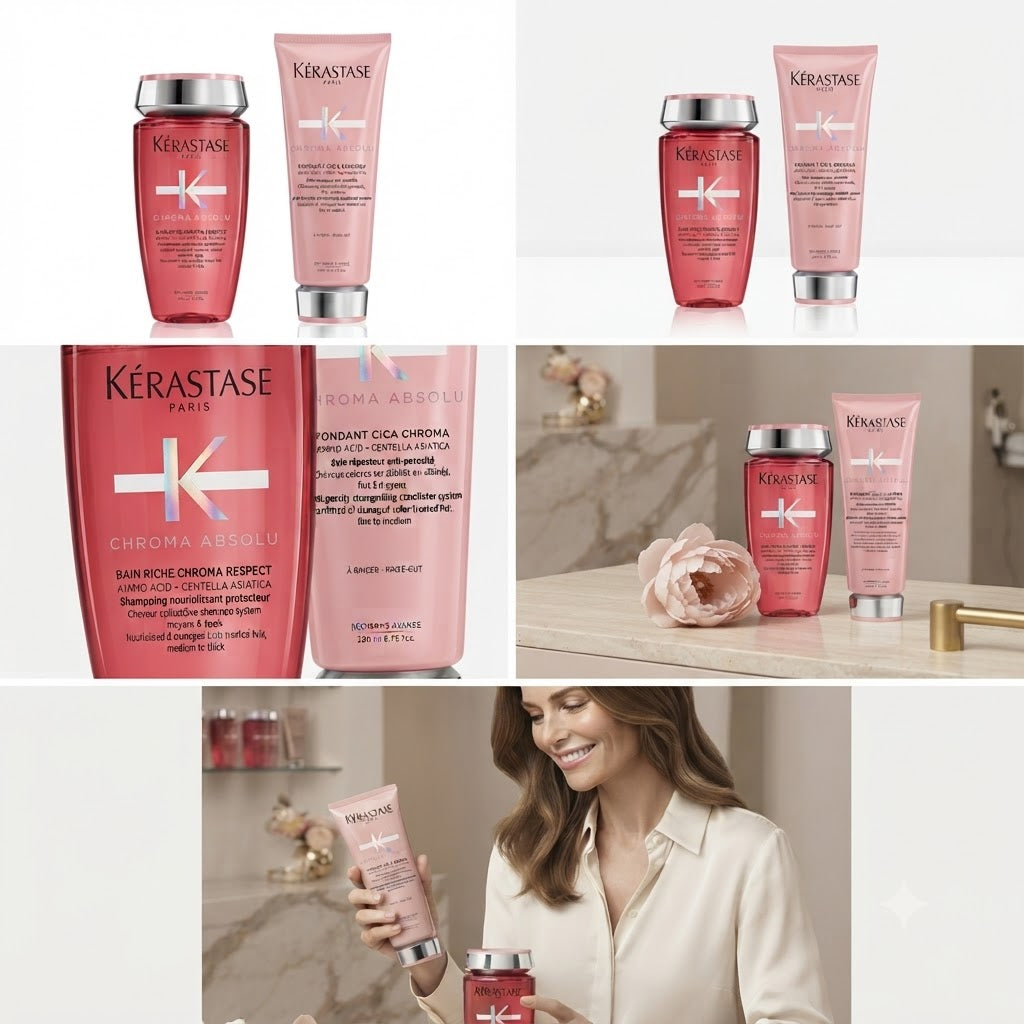 KÉRASTASE CHROMA ABSOLU BAIN RICHE + FONDANT CICA CHROMA Protege tu color mientras recuperas suavidad, fuerza y brillo.
