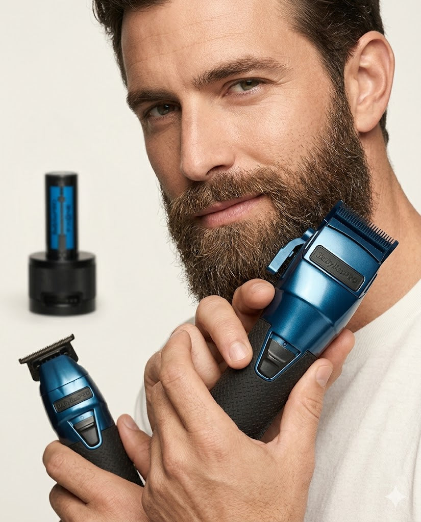 Set BaBylissPRO BlueFX FXone Clipper + Trimmer FXone  Edición Premium Barber