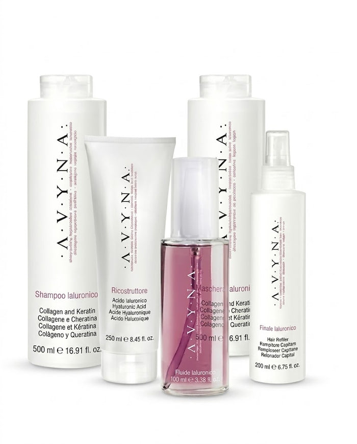 AVYNA RITUAL HIALURÓNICO SHAMPOO 500 ML + MASCARILLA 500 ML + RECONSTRUCTOR 250 ML + FLUIDO IALURÓNICO 100 ML + FINALE HIALURÓNICO 200 ML