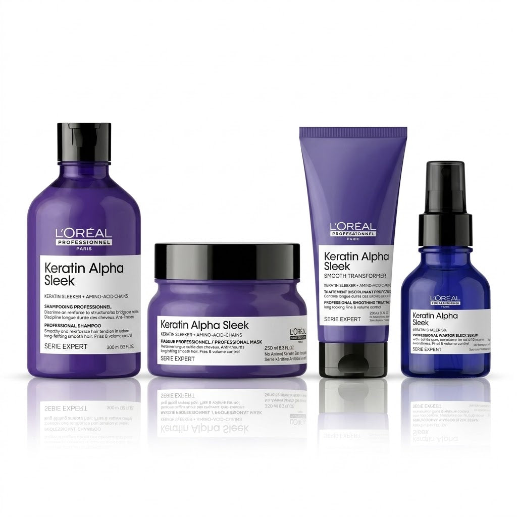 L'Oréal Professionnel Keratin Alpha Sleek Complete Routine – Control de Frizz y Alisado Duradero