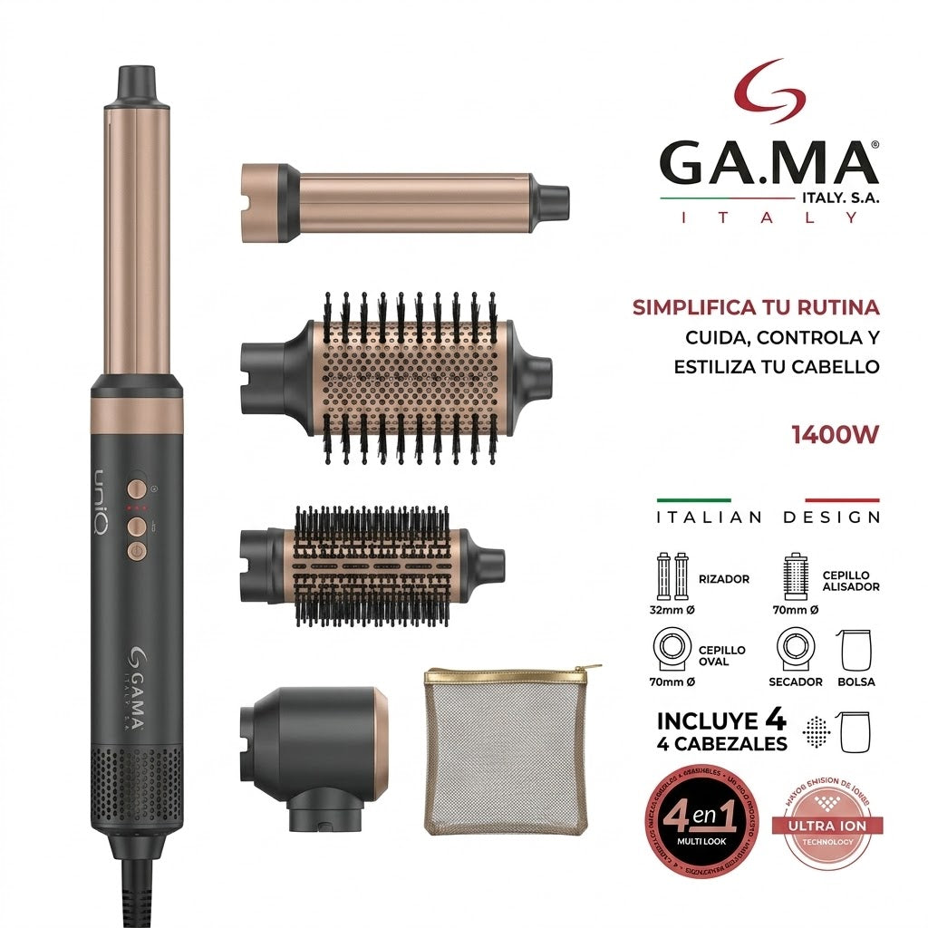 GAMA Italy Uniq Flow 4 en 1 1400W – Cepillo de Aire Multifuncional