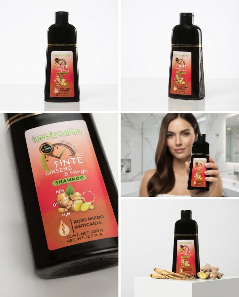 Shampoo Matizante Rojo Medio Labs Incredible Ginseng &amp; Mingi Cubre Canas 450 ml